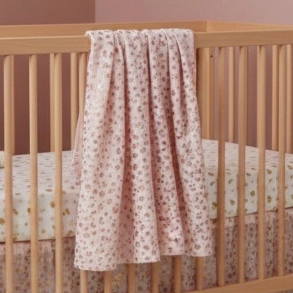 Pottery Barn Kids Organic Cotton Muslin Swaddle Blanket Leopard Print